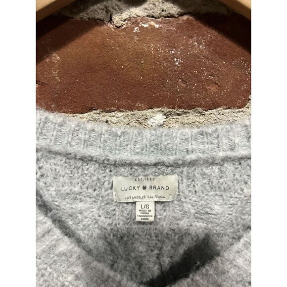 Lucky Brand Womens Gray Knit Long Sleeve Pullover Sweatshirt Size Large - Picture 3 of 3